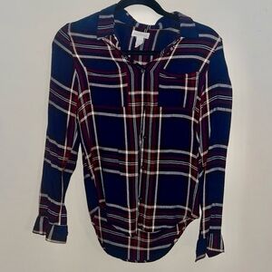 Full Tilt Navy and Burgundy Plaid Shirt